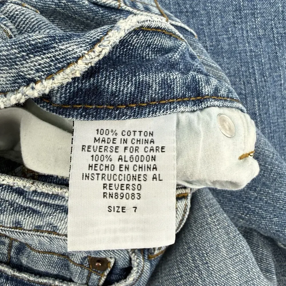 LEI Women's Y2K 90s Low Rise Chelsea Denim Skirt Medium Wash High Low SZ 7